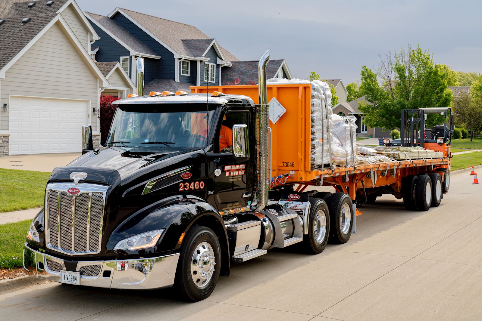 TMC Peterbilt truck completing a final mile delivery